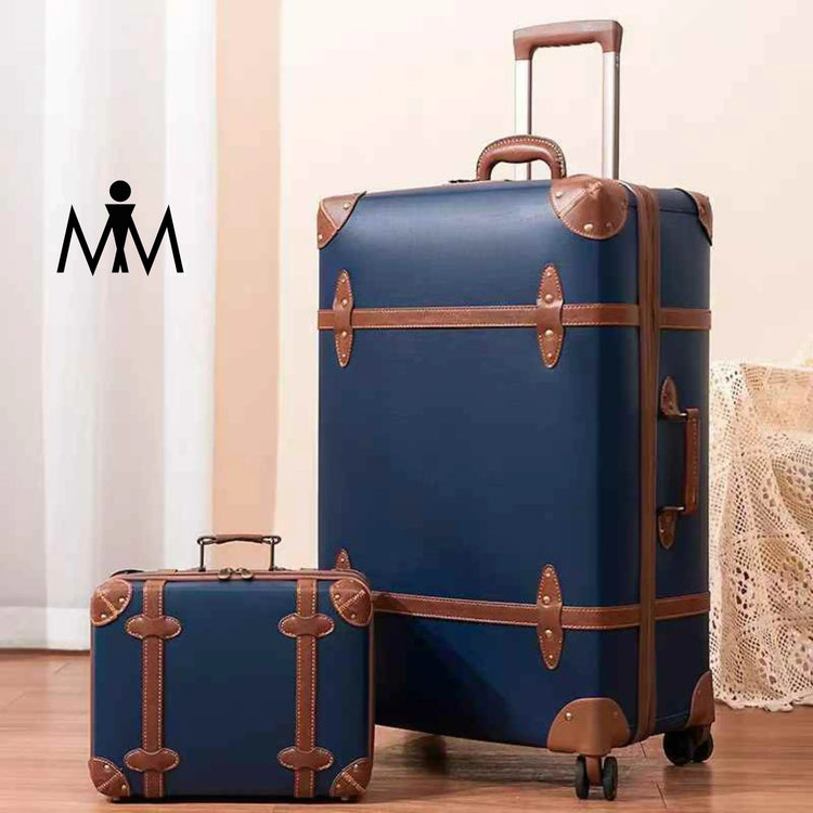 Retro Luggage Set with 360° Wheels and Timeless Design