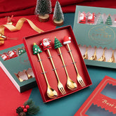 Set of 4 golden design Christmas spoons