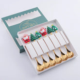 Set of 6 golden design Christmas spoons