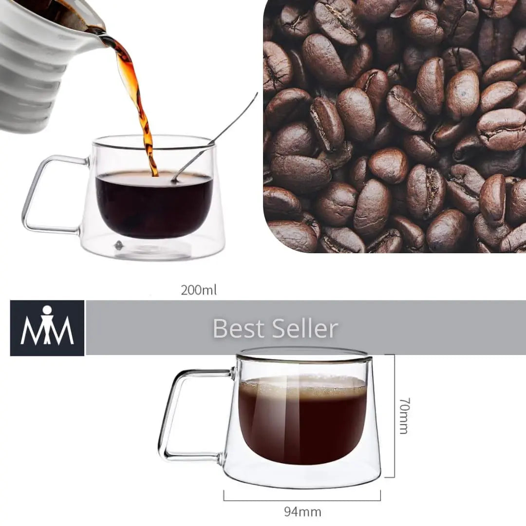 Mug double glass Clear Coffee Mug 200ml - Market Moda